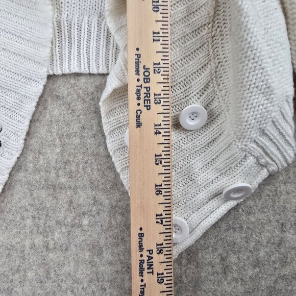 Arizona Jean Co Womens Ivory Acrylic Cropped Cardigan Sweater Button Accents - Picture 5 of 6